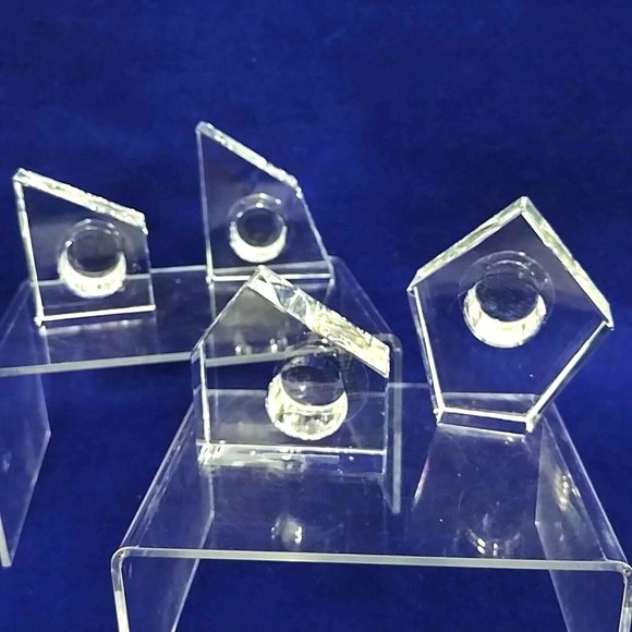 Candle Holders Taper Godinger Studio Silversmiths Crystal Modern Geometric 4 pc - Picture 1 of 8